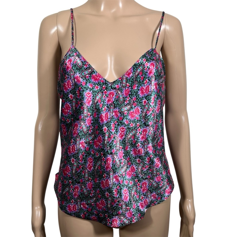 Vtg Cami Top Camisole SEDU Fine Lingerie Satin Floral Paisley Y2K Size 6